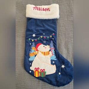 Christmas Stocking - Emroidered With Allison, NWOT